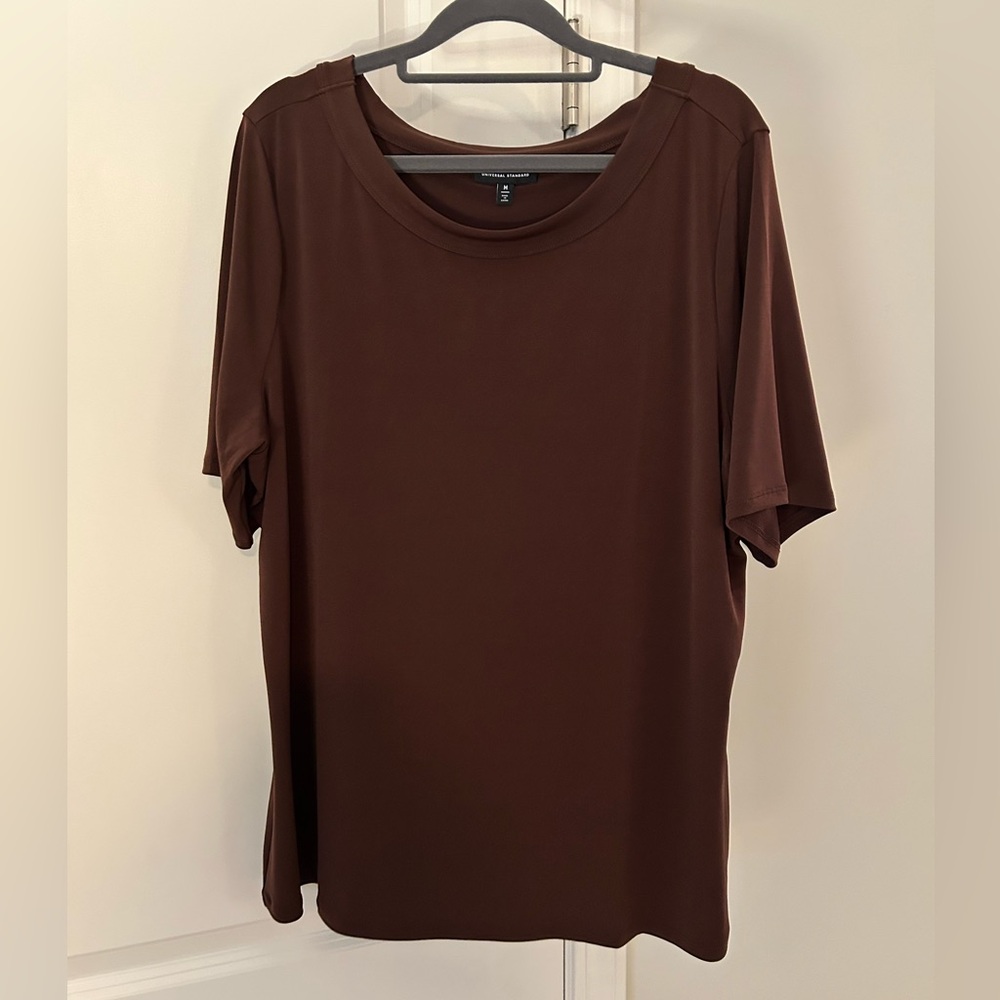 Universal Standard Chocolate Brown Stretch Jersey Top Size M